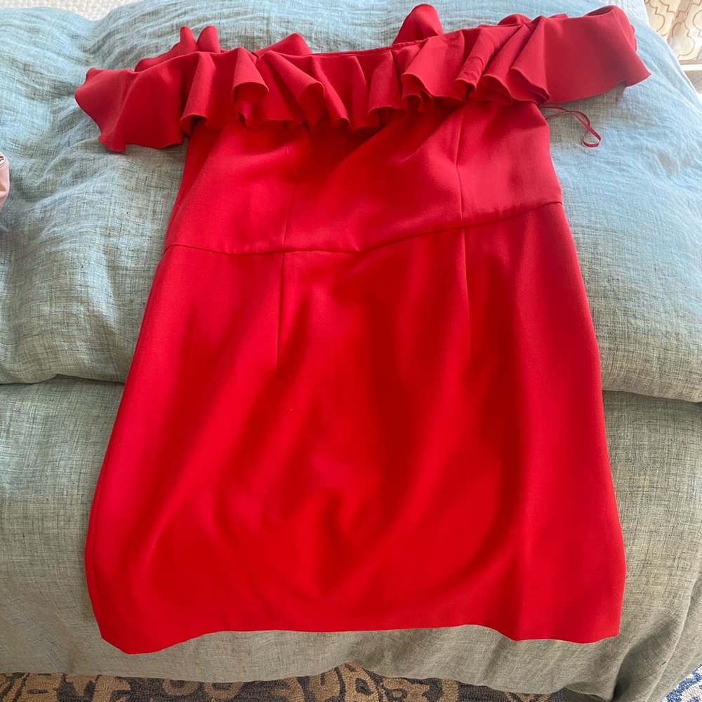 Off the shoulder red dress